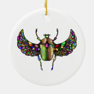 Colourful scarab ceramic ornament