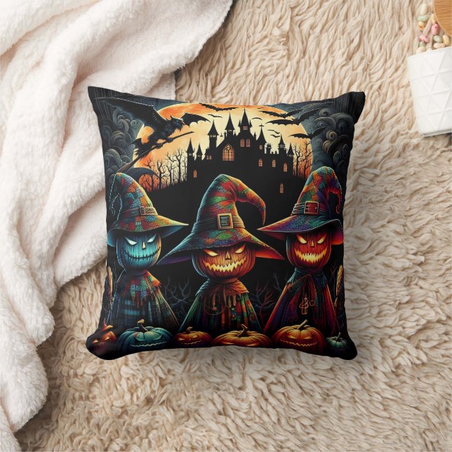 Colourful scarecrow trio by full moon cushion (Blanket)
