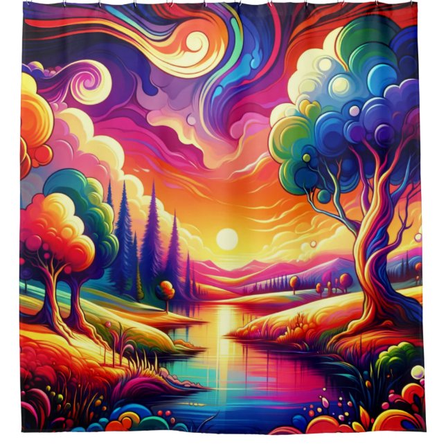 Colourful Scenery Shower Curtain (Front)