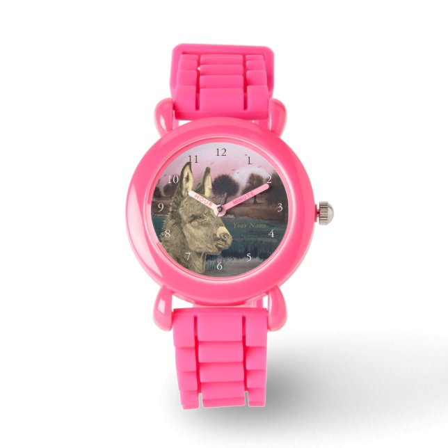 colourful scenic lifelike picture of cute donkey watch (Front)
