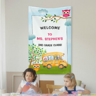 Colourful School Bus Teacher Classroom Welcome Banner