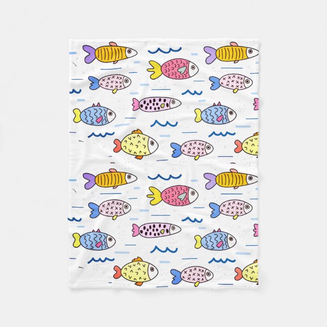 Colourful School of Fish Fleece Blanket (Front)