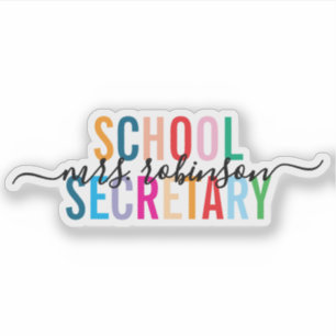 Colourful School Secretary Personalised Script Nam