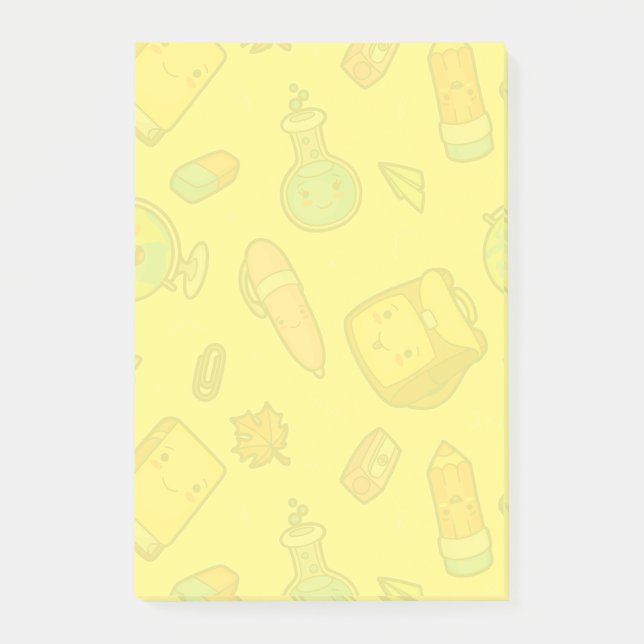 Colourful School Supplies Pattern Post-it Notes (Front)