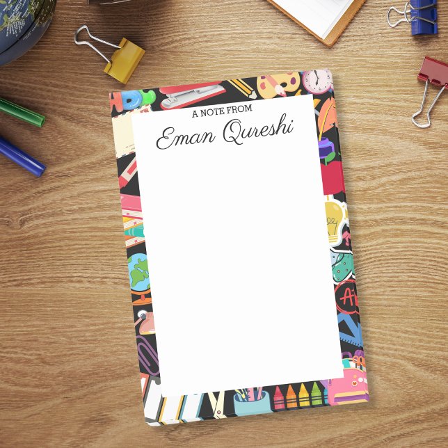 Colourful School Supplies Personalised Teacher Post-it Notes (Creator Uploaded)