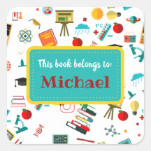 Colourful School Suuplies Pattern Personalised