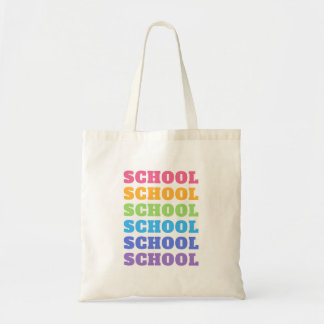 Colourful SCHOOL Vertical Typography Tote Bag 
