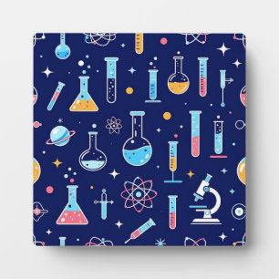 Colourful Science Lab Pattern Modern Chemistry Plaque
