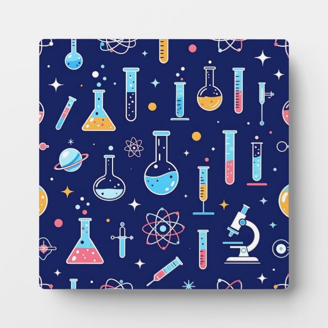 Colourful Science Lab Pattern Modern Chemistry  Plaque (Front)
