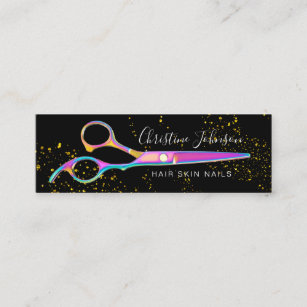 colourful scissors FAUX glitter Mini Business Card