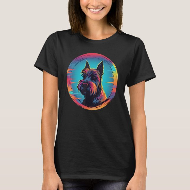 Colourful Scottish Terrier Dog Dad Mom Graffity T-Shirt (Front)