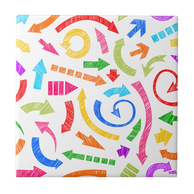 Colourful scribbled arrows tile (Front)