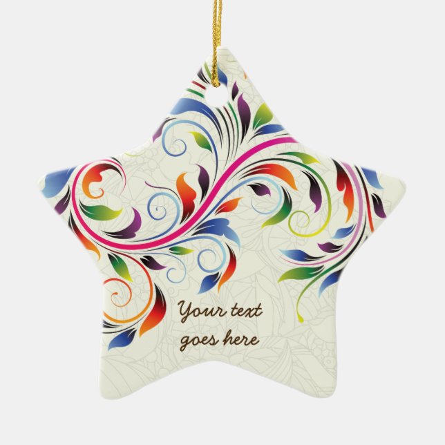 Colourful scroll leaf, ecru floral retro ornament (Front)