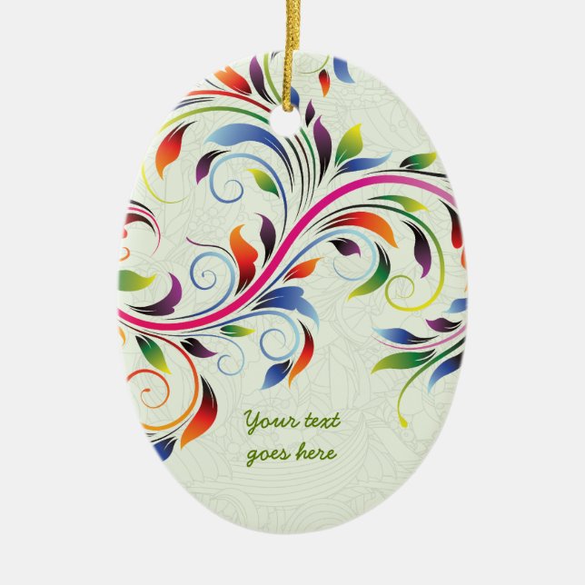 Colourful scroll leaf, lime floral retro ornament (Front)