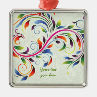 Colourful scroll leaf, lime floral retro ornament