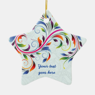 Colourful scroll leaf, pale blue floral ornament