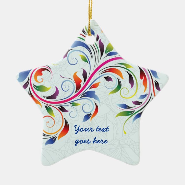 Colourful scroll leaf, pale blue floral ornament (Front)