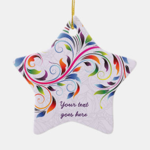 Colourful scroll leaf, purple floral retro ornamen ceramic ornament