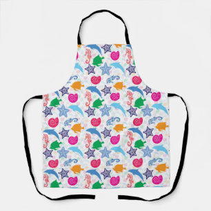 Colourful Sea Animals Illustration Pattern Apron