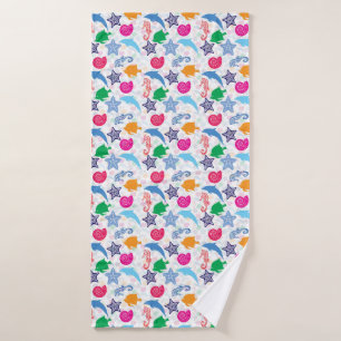 Colourful Sea Animals Illustration Pattern Bath Towel