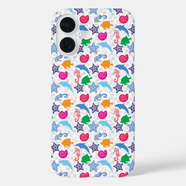 Colourful Sea Animals Illustration Pattern Case-Mate iPhone Case (Back)