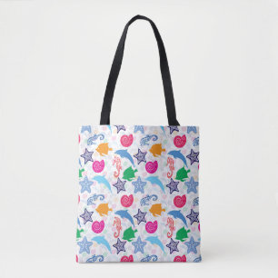 Colourful Sea Animals Illustration Pattern Tote Bag
