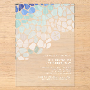 Colourful Sea Glass Acrylic Invitation