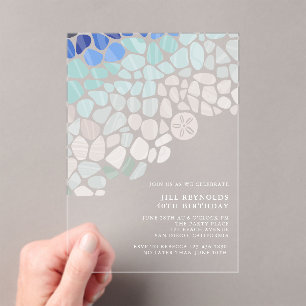 Colourful Sea Glass Birthday Acrylic Invitation