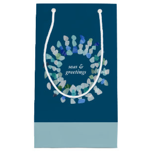 Colourful Sea Glass Christmas Wreath Small Gift Bag