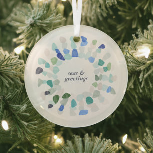 Colourful Sea Glass Christmas Wreath Tree Decoration