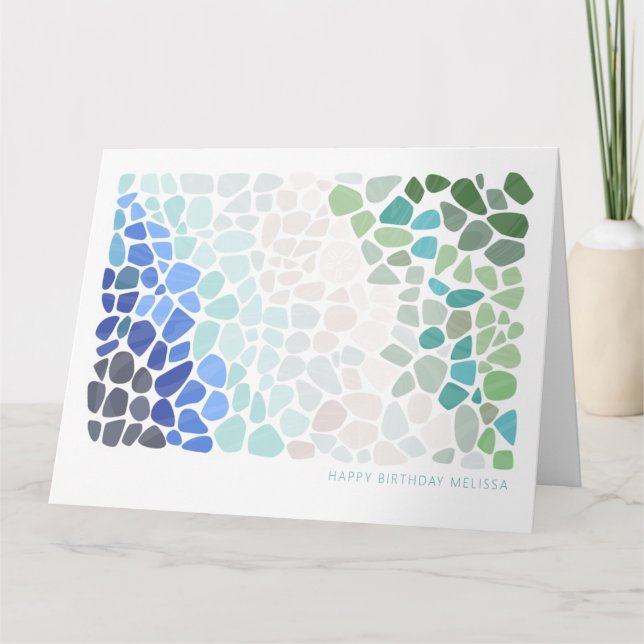 Colourful Sea Glass Happy Birthday Card (Front)