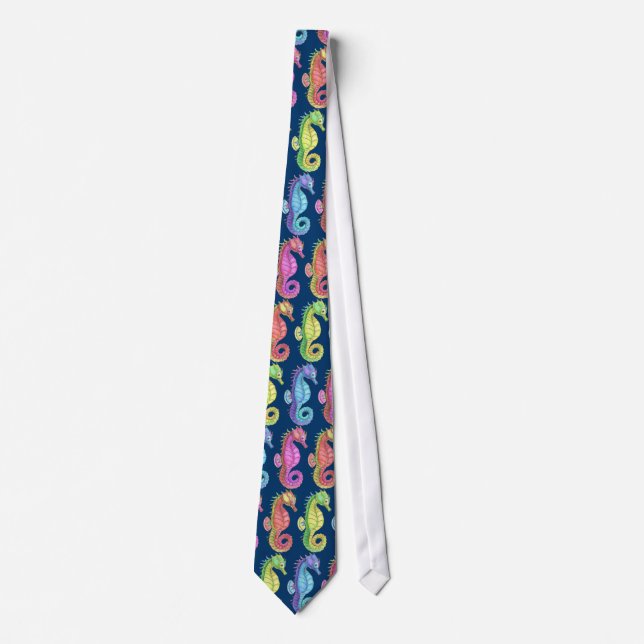 Colourful Sea Horses Tie (Front)