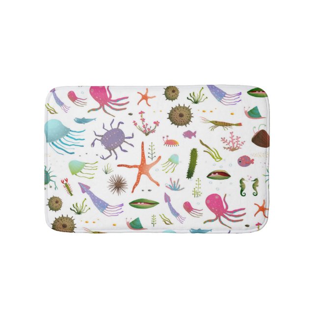 Colourful Sea Life Bath Mat (Front)