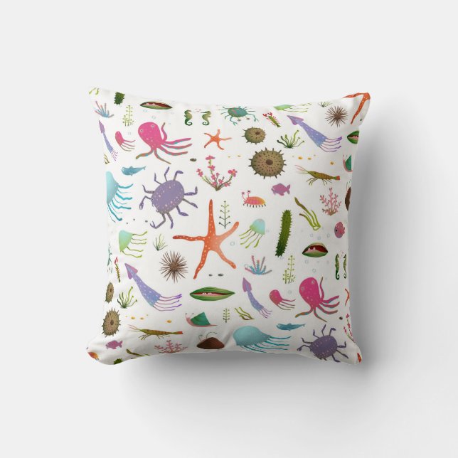 Colourful Sea Life Cushion (Front)