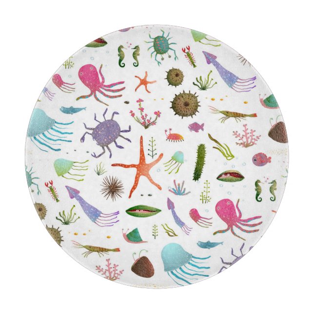 Colourful Sea Life Cutting Board (Front)