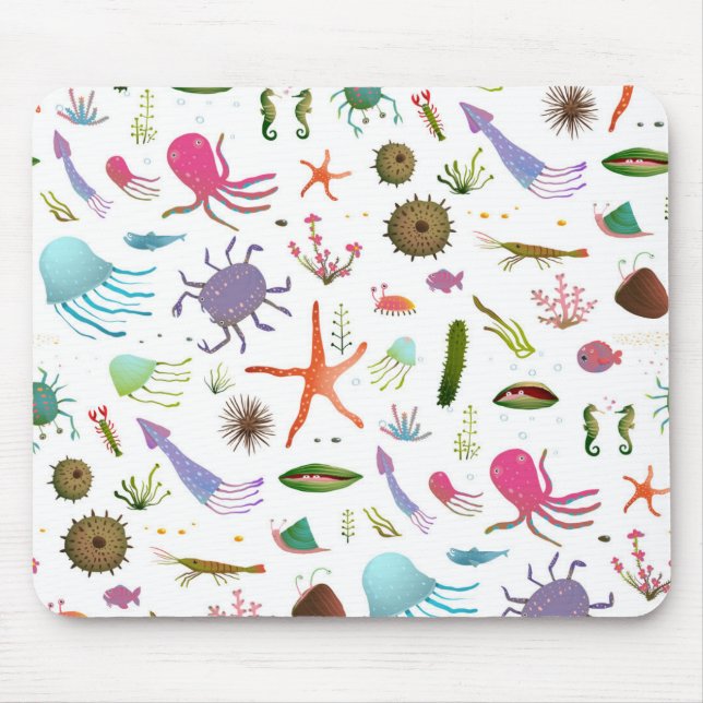 Colourful Sea Life Mouse Pad (Front)