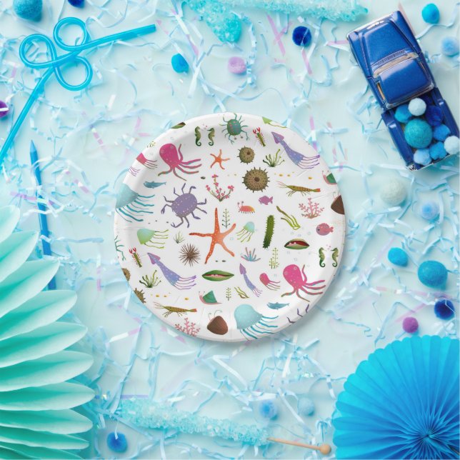 Colourful Sea Life Paper Plate (Party)