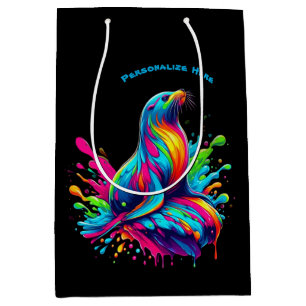 Colourful Sea Lion Splash- Medium Gift Bag