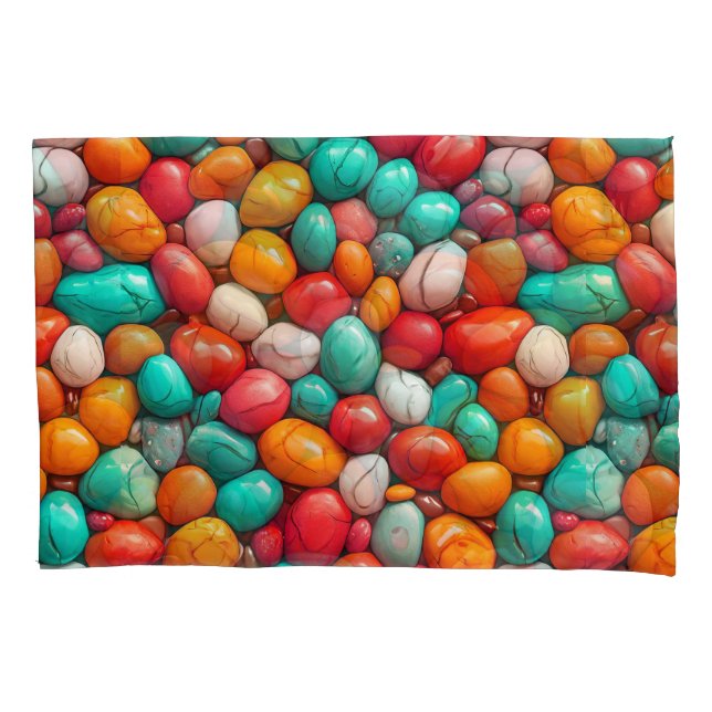 Colourful Sea pebbles Pillowcase (Front)