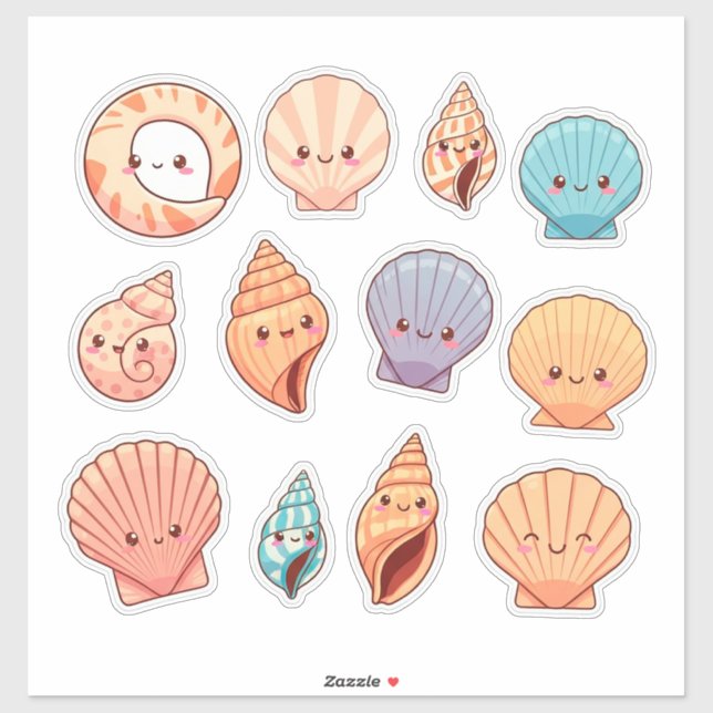 Colourful Sea Shells and Ocean Creatures (Sheet)