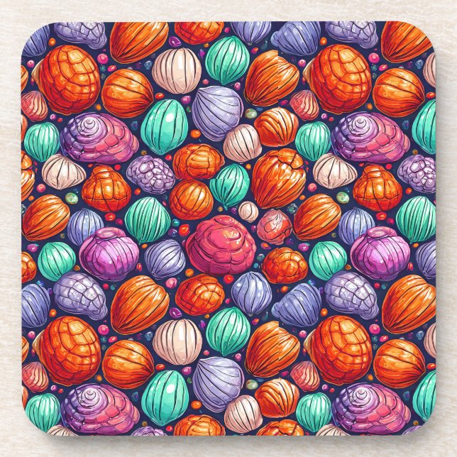 Colourful sea shells coaster (Front)