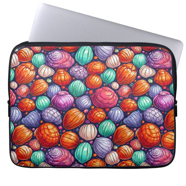 Colourful sea shells laptop sleeve (Front)