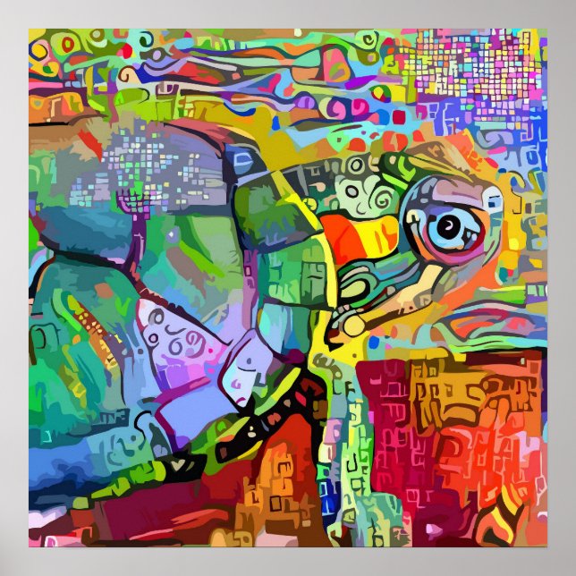 Colourful Sea turtle,aquatic-tortoise abstract art Poster (Front)