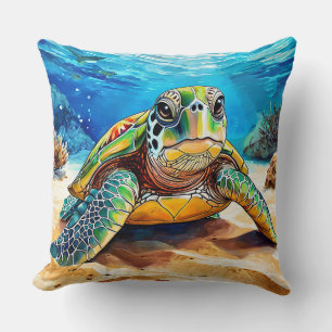 Colourful Sea Turtle Cushion