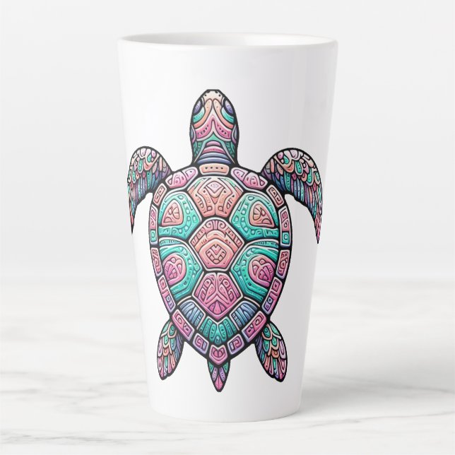 Colourful Sea Turtle Latte Mug (Front)