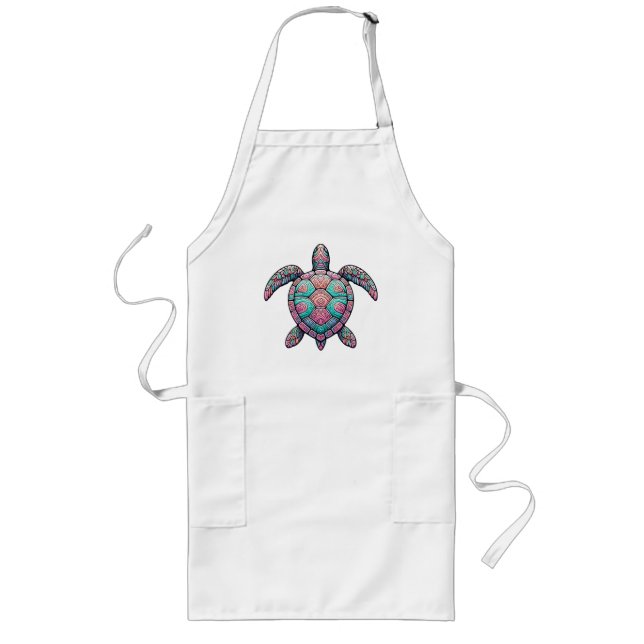 Colourful Sea Turtle Long Apron (Front)