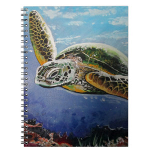 Colourful Sea Turtle Ocean Painting for Marine Lif Notebook
