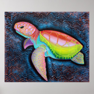 Colourful Sea Turtle Poster