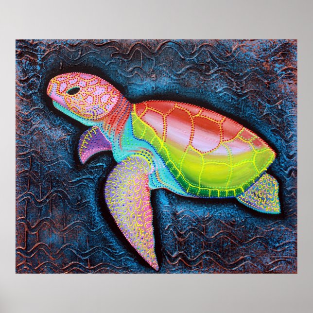 Colourful Sea Turtle Poster (Front)