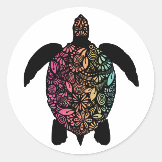 Colourful Sea Turtle Round Sticker